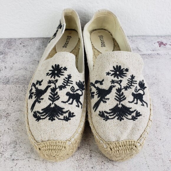 Soludos Espadrilles Shoes Embroidered Canvas Jute Bohemian Resortwear size 9 - Picture 3 of 13